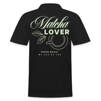 Matcha Liebhaber Tee Design - Männer Poloshirt - Schwarz - Hinten - Kai (181cm)