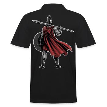 Spartan Back Spear Shield Maskottchen-Fitness - Männer Poloshirt - Schwarz - Hinten - Kai (181cm)
