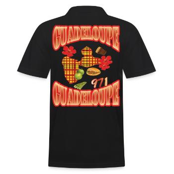 Karte des Guadeloupe-Stil-Madras 971 Gwada - Männer Poloshirt - Schwarz - Hinten - Kai (181cm)
