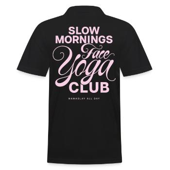 Slow Mornings Face Yoga Club - Men's Polo Shirt - black - Back - Kai (181cm)