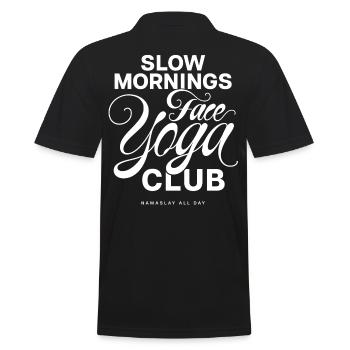 Slow Mornings Face Yoga Club - Men's Polo Shirt - black - Back - Kai (181cm)