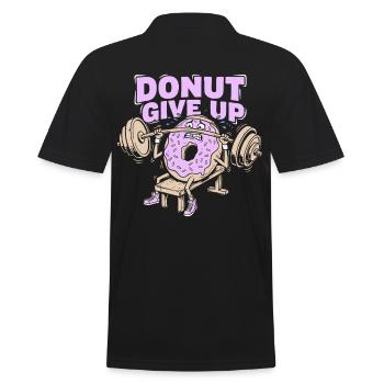 Donut Give Up - Lustiges Fitness Training - Männer Poloshirt - Schwarz - Hinten - Kai (181cm)