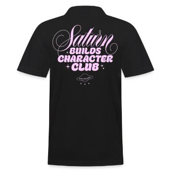 Saturn Charakterclub Print - Männer Poloshirt - Schwarz - Hinten - Kai (181cm)