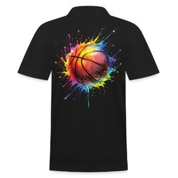 Basketball - Basketball Style Painting - Men's Polo Shirt - black - Back - Kai (181cm)