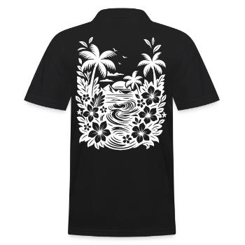 Beach weiss - Männer Poloshirt - Schwarz - Hinten - Kai (181cm)