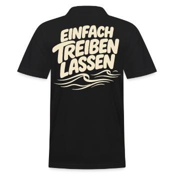 Einfach treiben lassen - Schön locker - Männer Poloshirt - Schwarz - Hinten - Kai (181cm)