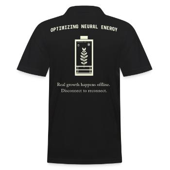Neural Energy Backprint – Aesthetic Mental Health - Männer Poloshirt - Schwarz - Hinten - Kai (181cm)