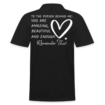 An die Person hinter mir - Motivationsshirt Hoodie - Männer Poloshirt - Schwarz - Hinten - Kai (181cm)