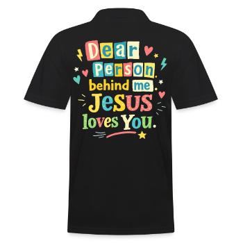 Jesus loves you positive message - Men's Polo Shirt - black - Back - Kai (181cm)