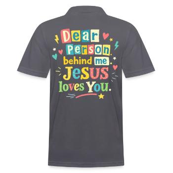 Jesus liebt dich positive Botschaft - Männer Poloshirt - Anthrazit - Hinten - Nico (186cm)