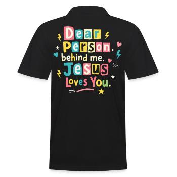 Jesus loves you positive message - Men's Polo Shirt - black - Back - Kai (181cm)