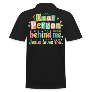 Jesus loves you positive message - Men's Polo Shirt - black - Back - Kai (181cm)