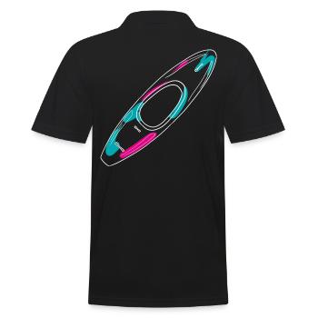 Outlines eines Wildwasserkajaks in Neon-Style - Männer Poloshirt - Schwarz - Hinten - Kai (181cm)