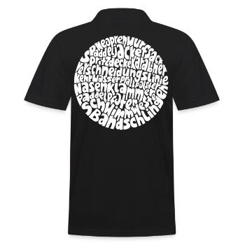 Cercle de mots typo-cosmos avec mots en eaux vives - Polo Homme - noir - Dos - Kai (181cm)