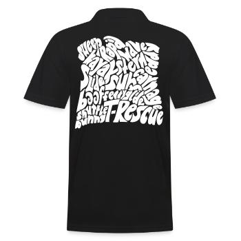 Quadratische Wortwolke zum Thema Wildwasser - Männer Poloshirt - Schwarz - Hinten - Kai (181cm)