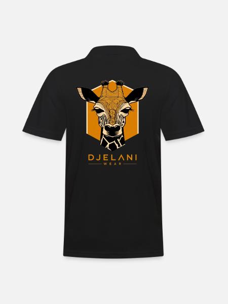 Geometric Giraffe in Ochre - Men's Polo Shirt - black