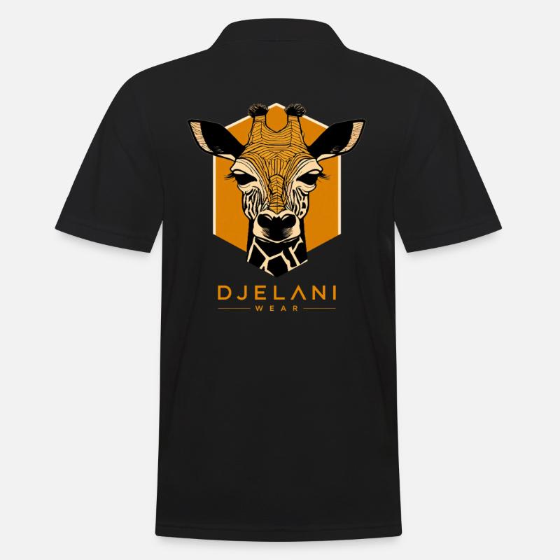 Geometrische Giraffe in Ocker - Männer Poloshirt - Schwarz