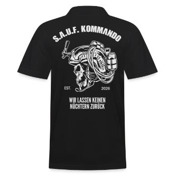 Sauf Kommando | Tactical Beer Skull - Männer Poloshirt - Schwarz - Hinten - Kai (181cm)