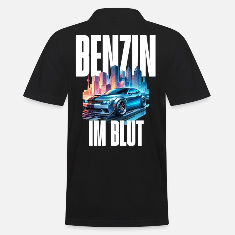 Benzin im Blut Neon - Männer Poloshirt - Schwarz