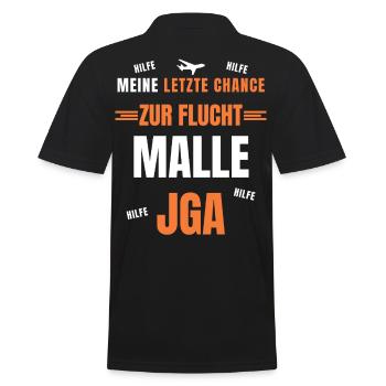 Bräutigam JGA Mallorca  Poltern Team Outfit - Männer Poloshirt - Schwarz - Hinten - Kai (181cm)