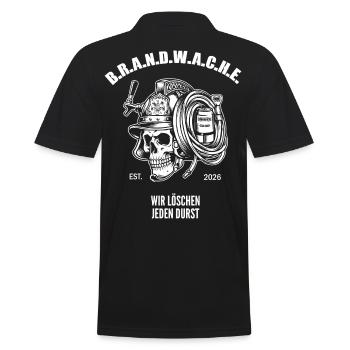 Brandwache Totenkopf Sauf Design - Männer Poloshirt - Schwarz - Hinten - Kai (181cm)