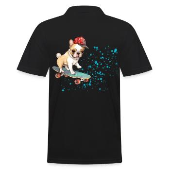 Skateboard Bulldog mit Cap - Männer Poloshirt - Schwarz - Hinten - Kai (181cm)