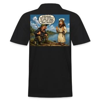 Angler mit Prioritäten - Männer Poloshirt - Schwarz - Hinten - Kai (181cm)