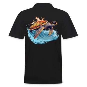 Wild sea turtle in wave - Men's Polo Shirt - black - Back - Kai (181cm)