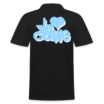 I_love_Cycling_babyblau - Männer Poloshirt - Schwarz - Hinten - Kai (181cm)