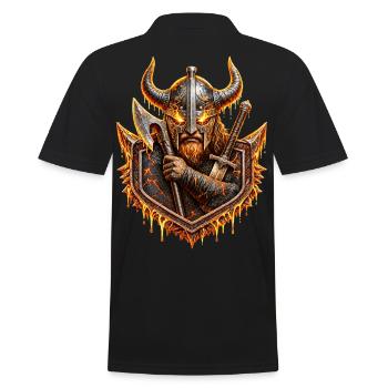 Guerrier de lave viking – Guerrier au casque de feu nordique - Polo Homme - noir - Dos - Kai (181cm)