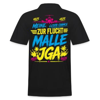 Malle 2026 JGA Meine letzte Chance zur Flucht - Männer Poloshirt - Schwarz - Hinten - Kai (181cm)