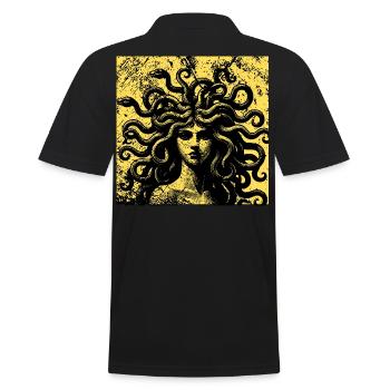 Hard techno rave outfit - Méduse industrial techno - Men's Polo Shirt - black - Back - Kai (181cm)