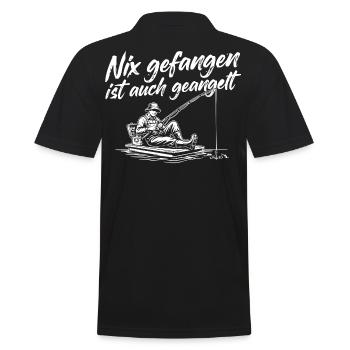 Angeln mit Humor - Männer Poloshirt - Schwarz - Hinten - Kai (181cm)