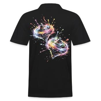 Mehrfarbige Drehkerle-Splash-Kunst - Männer Poloshirt - Schwarz - Hinten - Kai (181cm)
