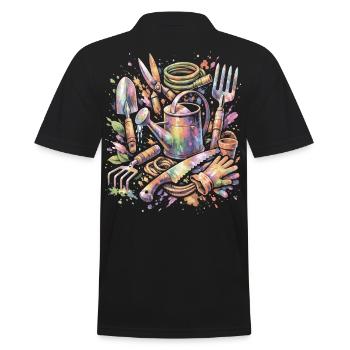 Outils Jardinage Aquarelle Multicolore Splash Art - Polo Homme - noir - Dos - Kai (181cm)