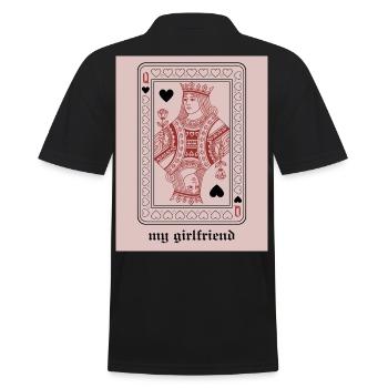 Queen of Hearts with Rose - Men's Polo Shirt - black - Back - Kai (181cm)