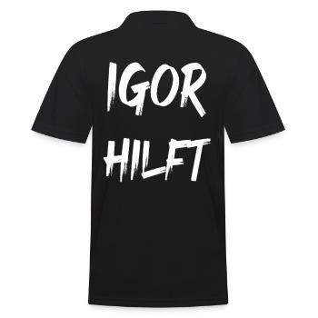 Igor hilft - Männer Poloshirt - Schwarz - Hinten - Kai (181cm)