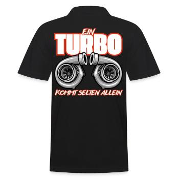 Turbo kommt selten allein - Männer Poloshirt - Schwarz - Hinten - Kai (181cm)