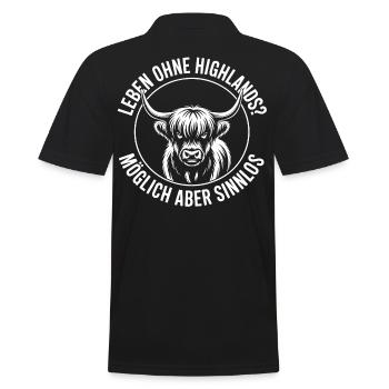 Highland Rinder - Männer Poloshirt - Schwarz - Hinten - Kai (181cm)