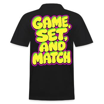 Game Set Match Tennis Shirt, Neon Style - Men's Polo Shirt - black - Back - Kai (181cm)