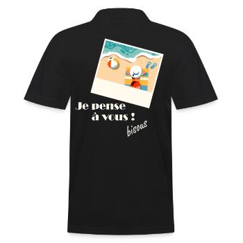 Je pense à vous sur la plage - Polo Homme - noir - Dos - Kai (181cm)