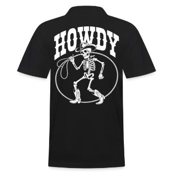 Howdy Skelett Cowboy Lineart - Männer Poloshirt - Schwarz - Hinten - Kai (181cm)