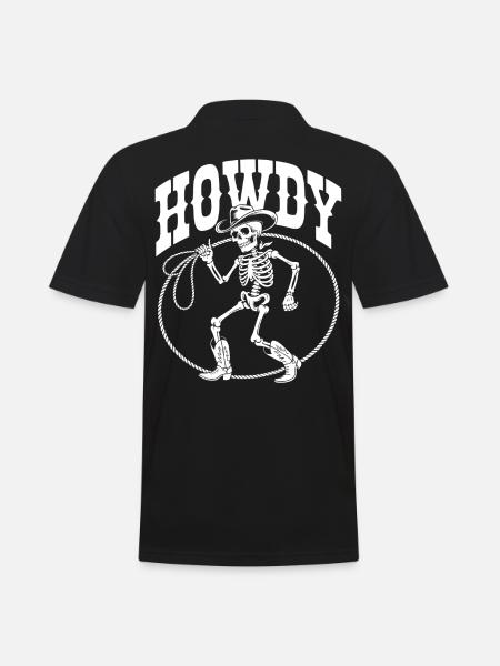 Howdy Skeleton Cowboy Lineart - Men's Polo Shirt - black