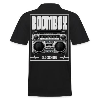 Boombox Old School – Retro Radio - Männer Poloshirt - Schwarz - Hinten - Kai (181cm)