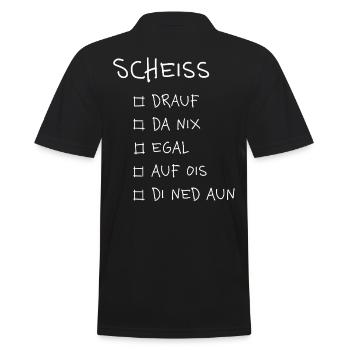 Scheiß... – Lustiges Dialekt Typografie Design - Männer Poloshirt - Schwarz - Hinten - Kai (181cm)