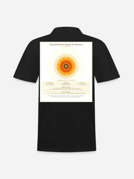 Chrysantème et Spirale de Fibonacci - Polo Homme - noir