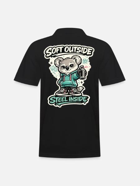 Soft Outside, Steel Inside – Koala Streetart - Men's Polo Shirt - black