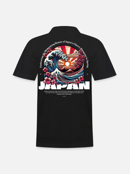 Japan Blossoming Beauty Sakura Wave - Men's Polo Shirt - black