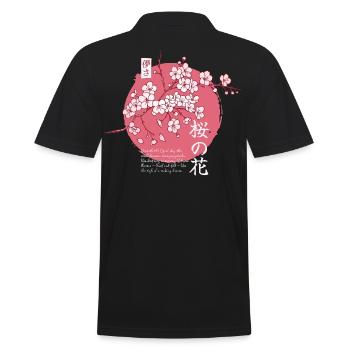Ephemeral Blossom: Japanese Sakura - Männer Poloshirt - Schwarz - Hinten - Kai (181cm)