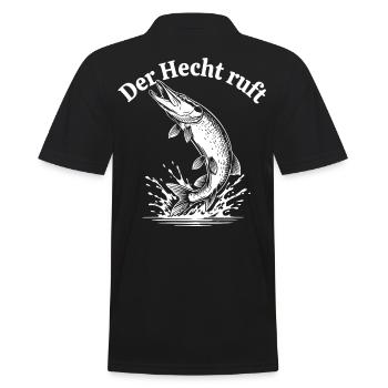 Der Hecht ruft – Spritzige Pike Illustration - Männer Poloshirt - Schwarz - Hinten - Kai (181cm)